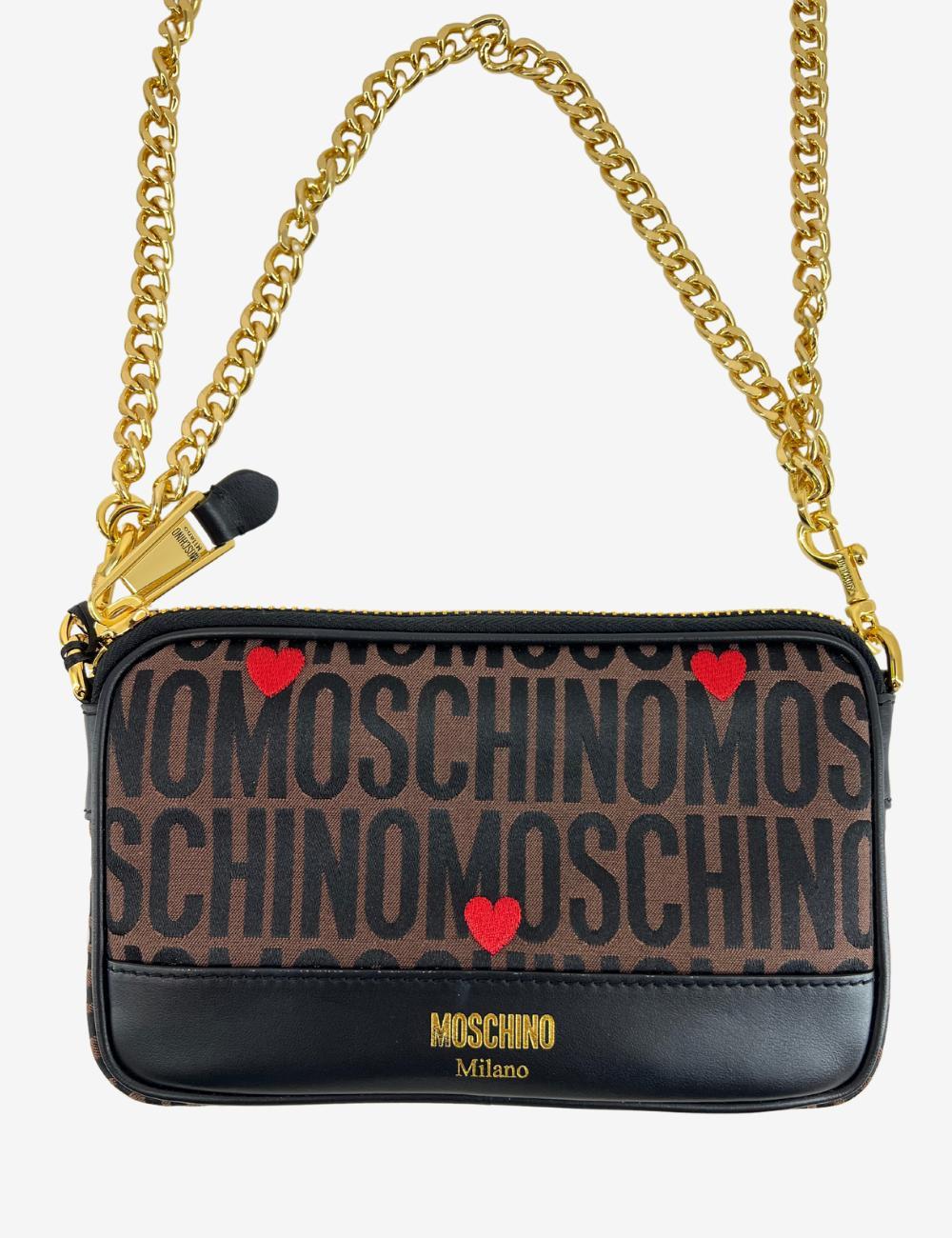 Borsa Moschino con cuori ricamati e tracolla donna