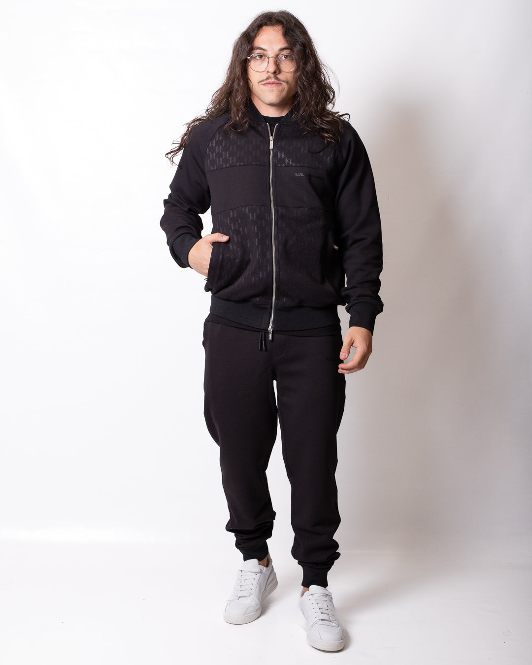Pantalone Karl Lagerfeld in felpa con tasche jacquard uomo