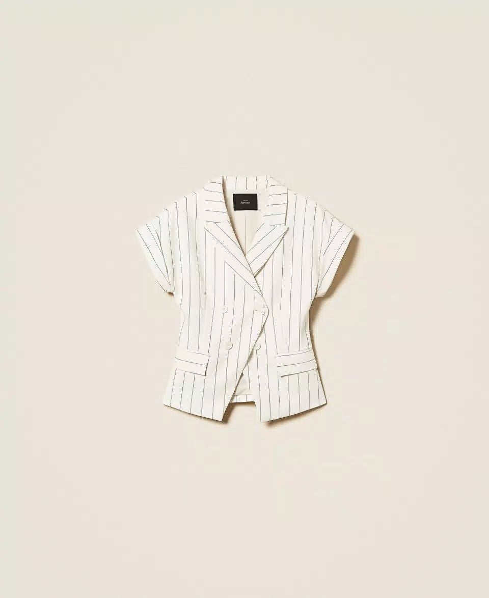 Giacca blazer Twinset Actitude doppiopetto gessata donna