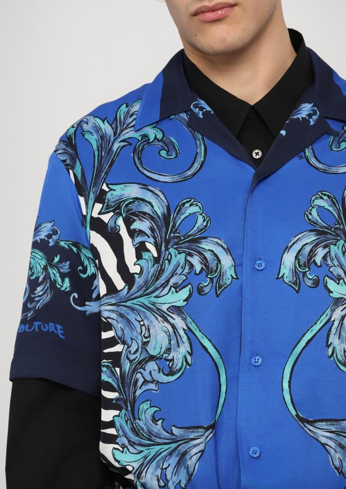 Camicia Versace Jeans Couture "Zebra Barocco" in twill uomo