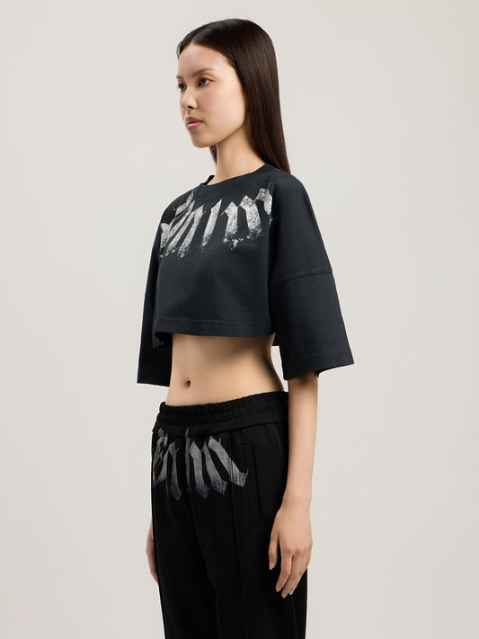 T-Shirt Palm Angels cropped "Big Neck Logo" donna