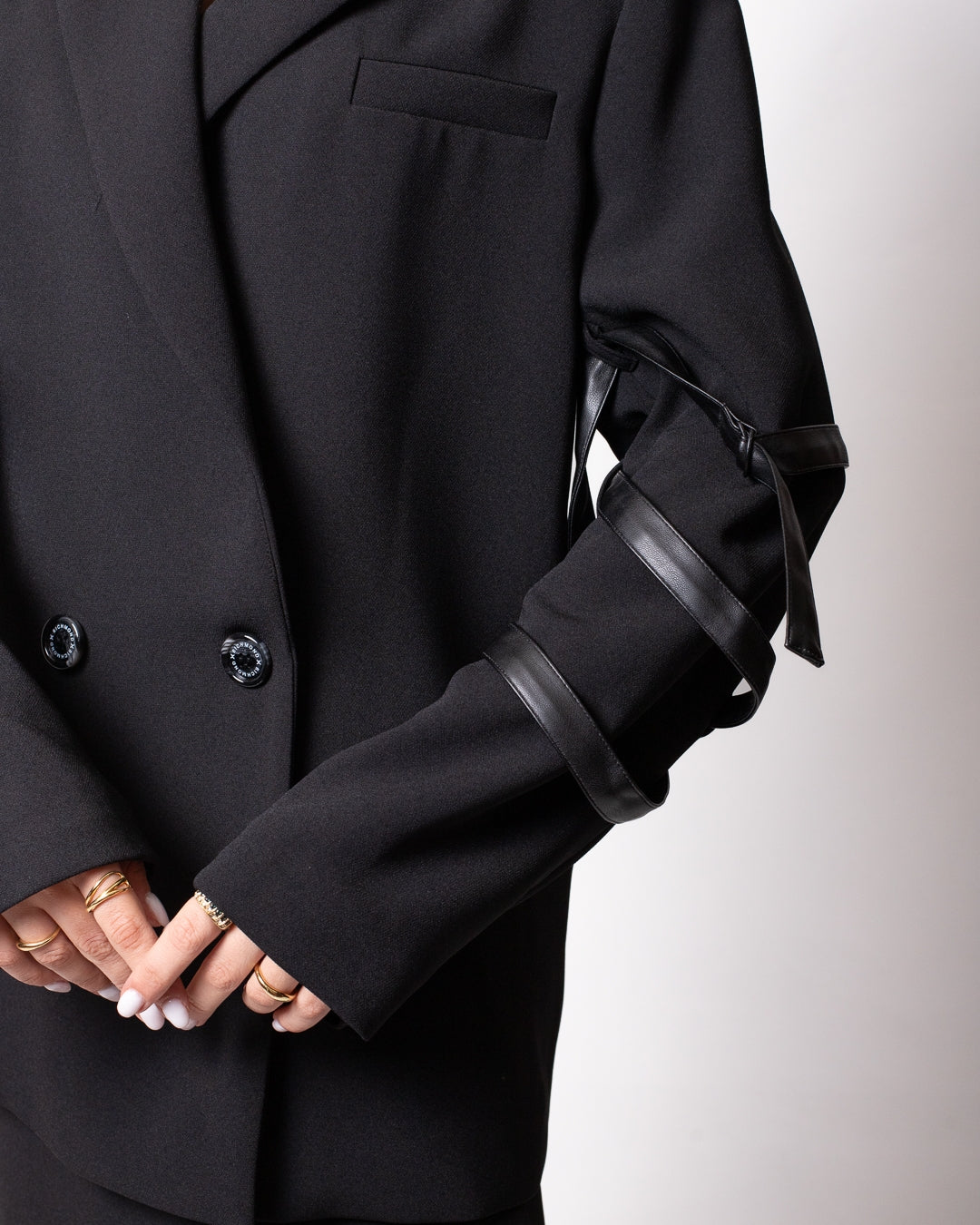 Giacca blazer Richmond X doppiopetto con lacci in pelle donna