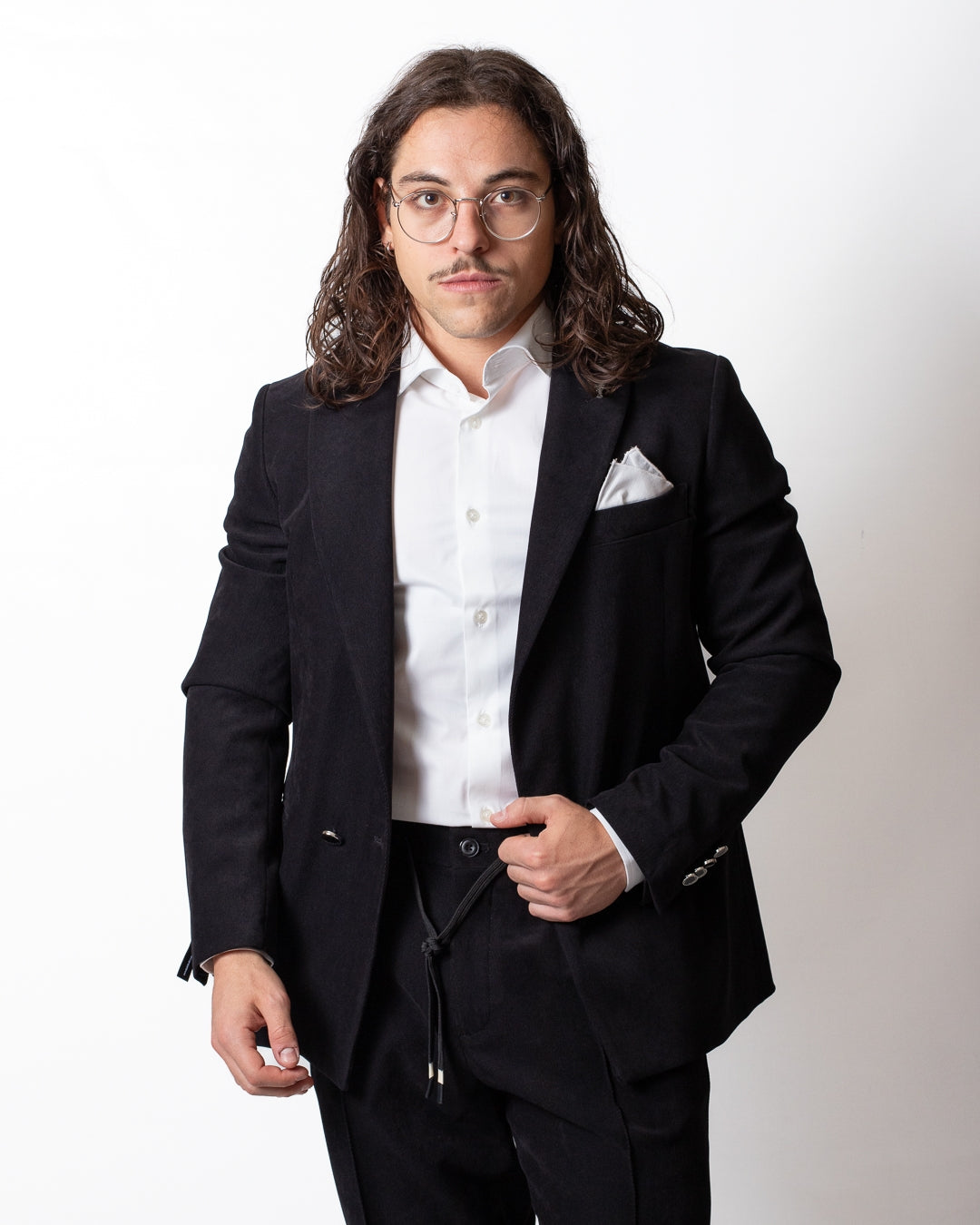 Giacca blazer Daniele Alessandrini doppiopetto in suede uomo