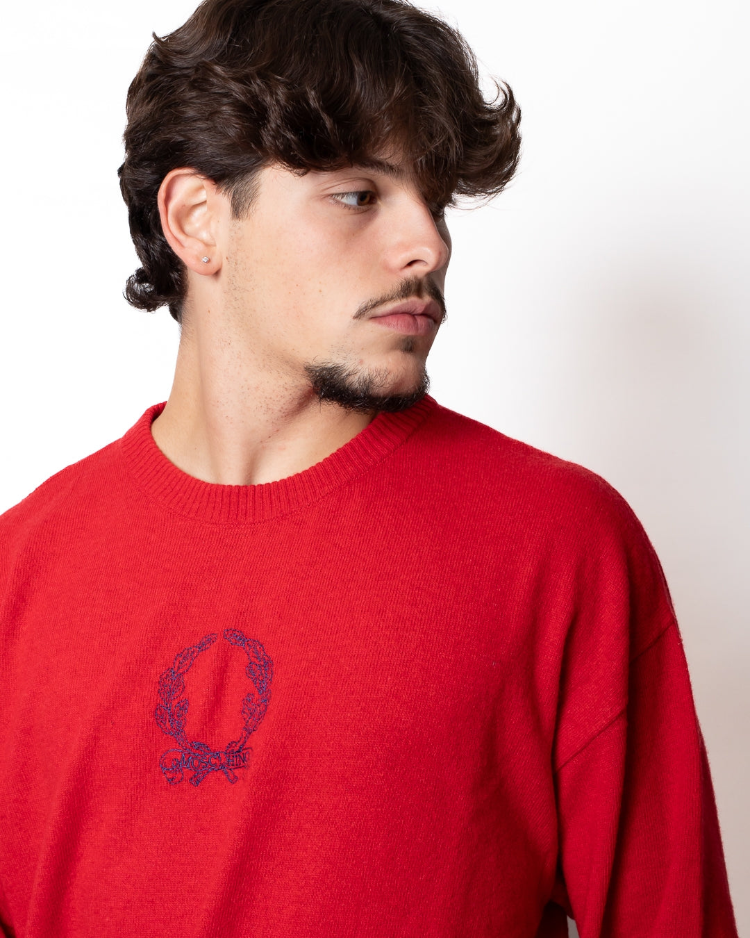 Maglia Moschino in misto lana con ricamo "Laurel crown"