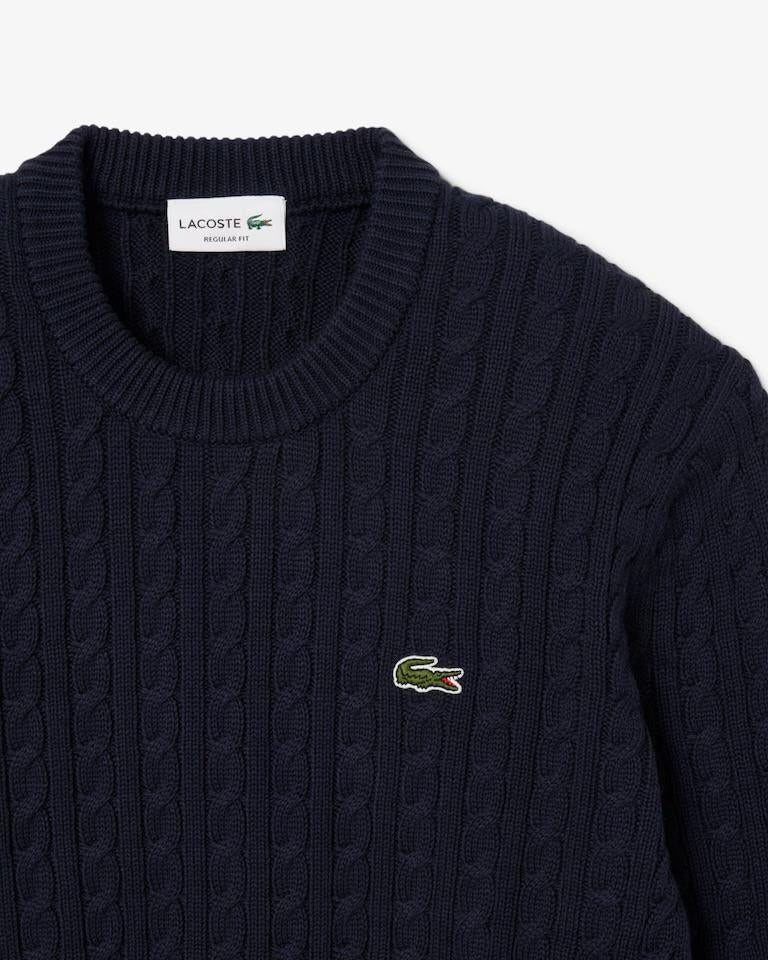 Maglia Lacoste girocollo con ricami intrecciati uomo