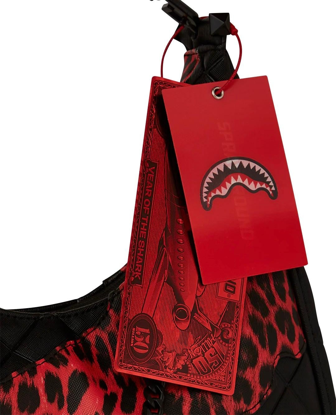 Borsa a spalla Sprayground nero "Red leopard puffer vice shoudlar bag" donna