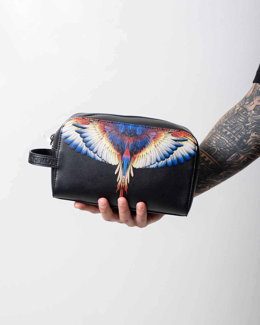Pochette Marcelo Burlon beauty in ecopelle con logo wings colorfull