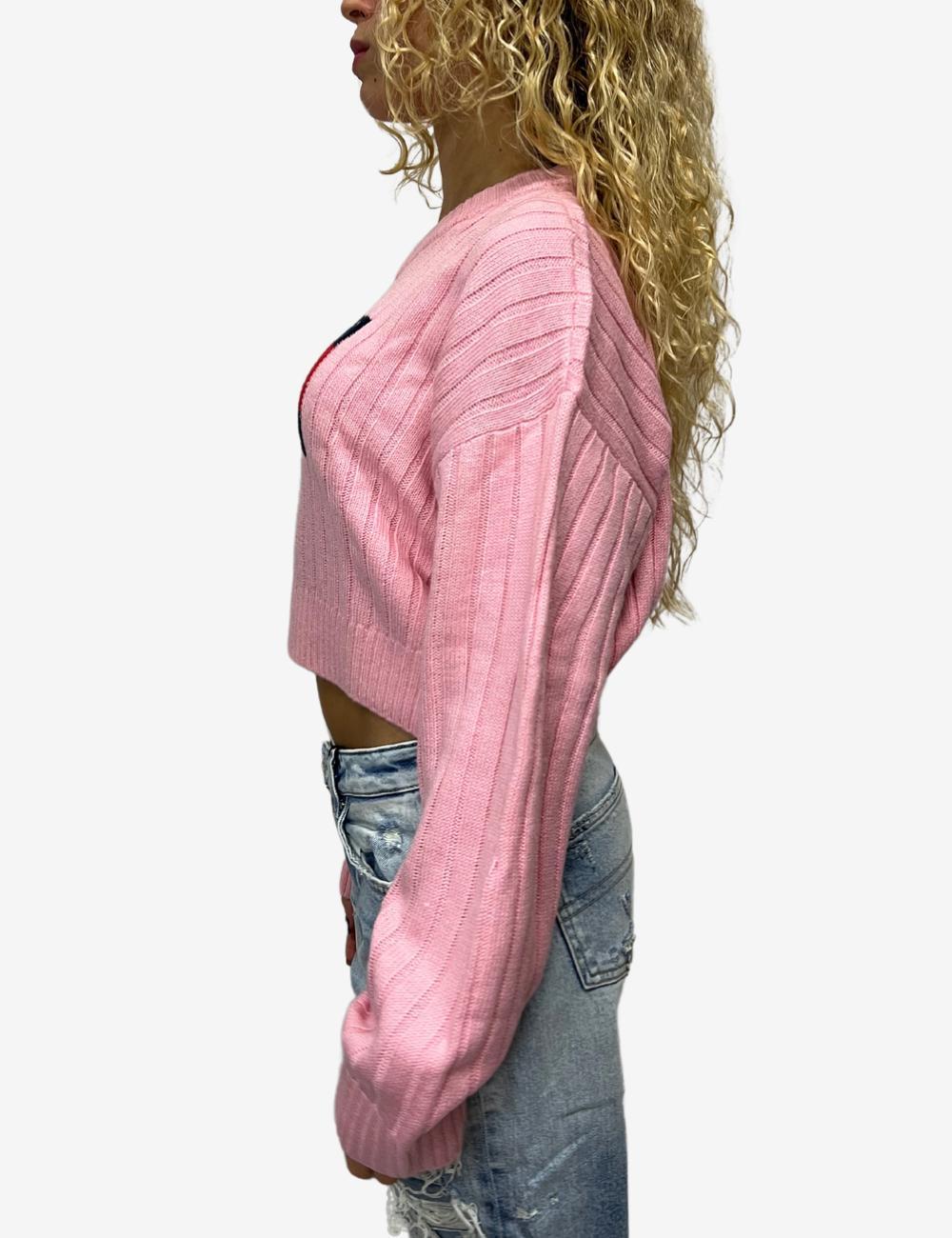 Maglia Tommy Jeans crop con scollo a V donna