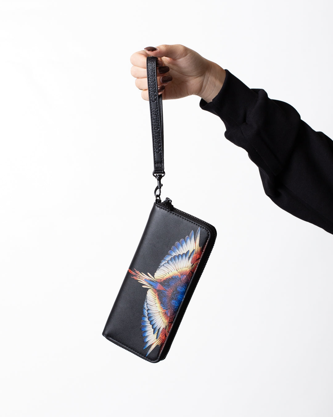Portafoglio Marcelo Burlon in ecopelle con zip e logo wings