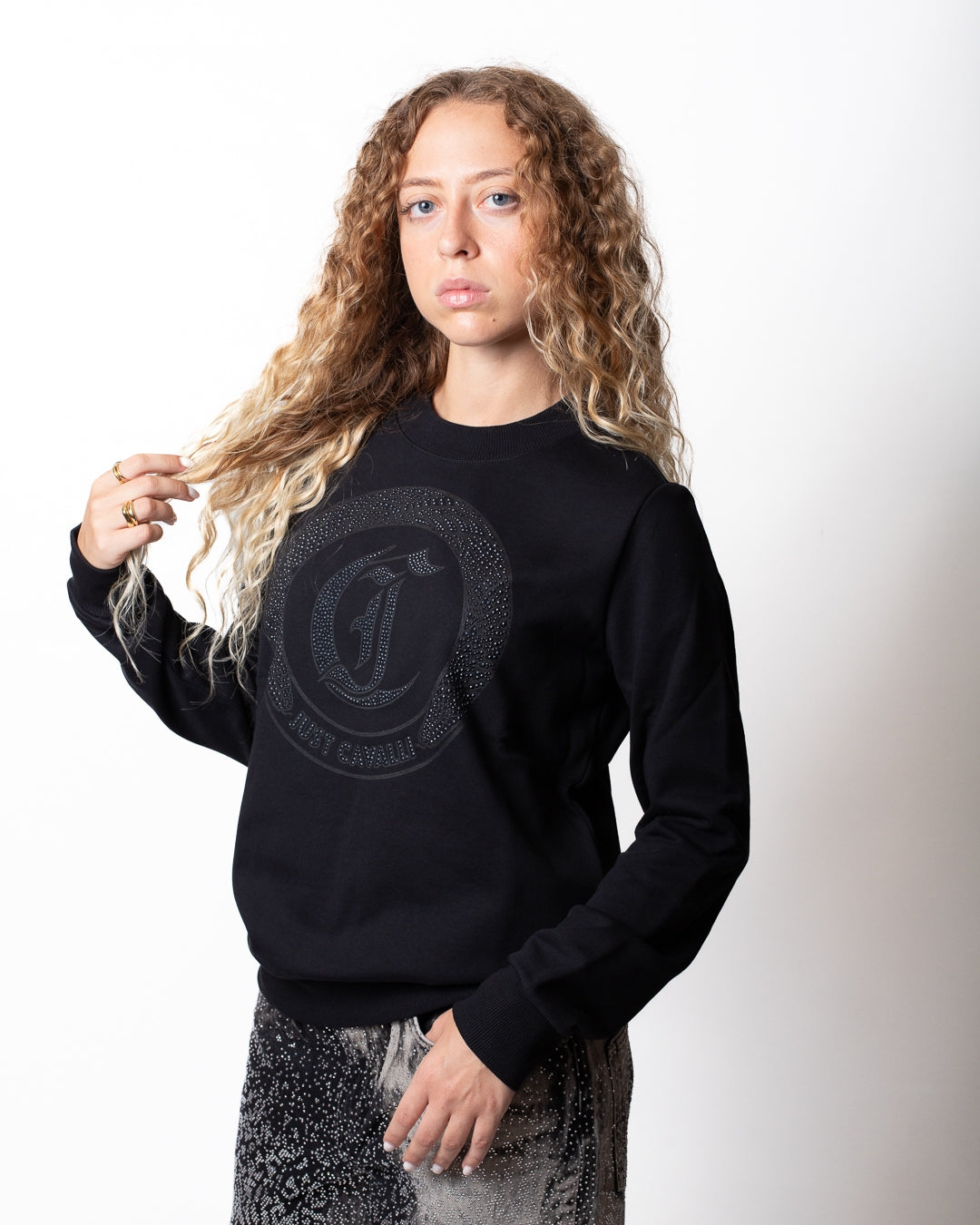 Felpa Just Cavalli "Snake Round" con borchie donna