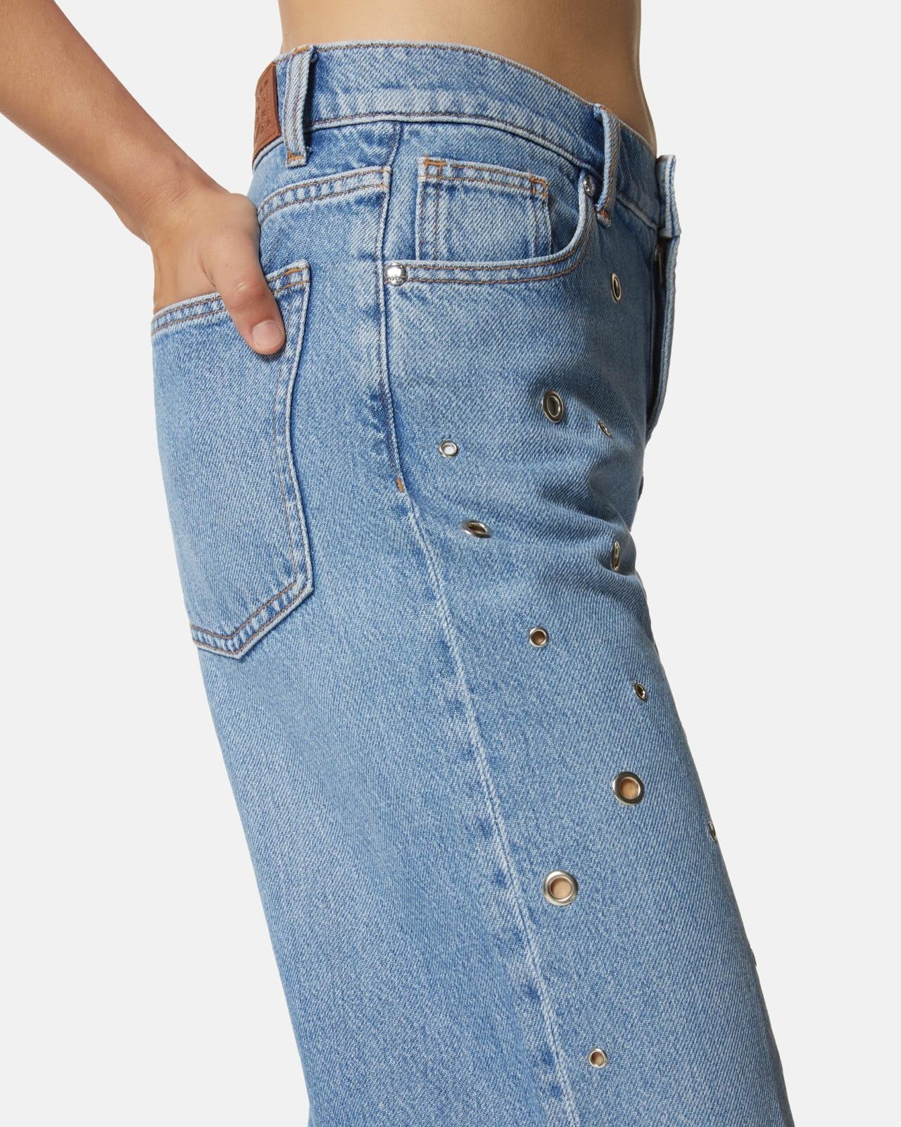 Jeans Silvian Heach a palazzo con anelli in metallo donna
