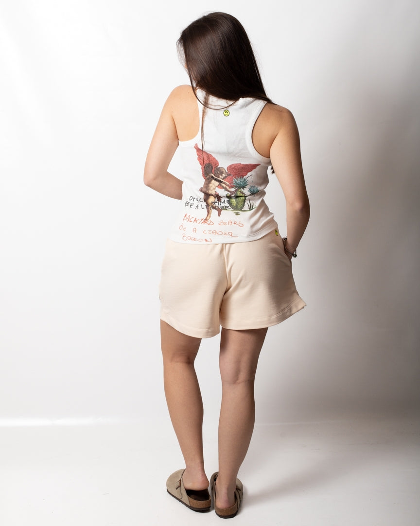 Top Barrow in costina con borchie e stampa donna