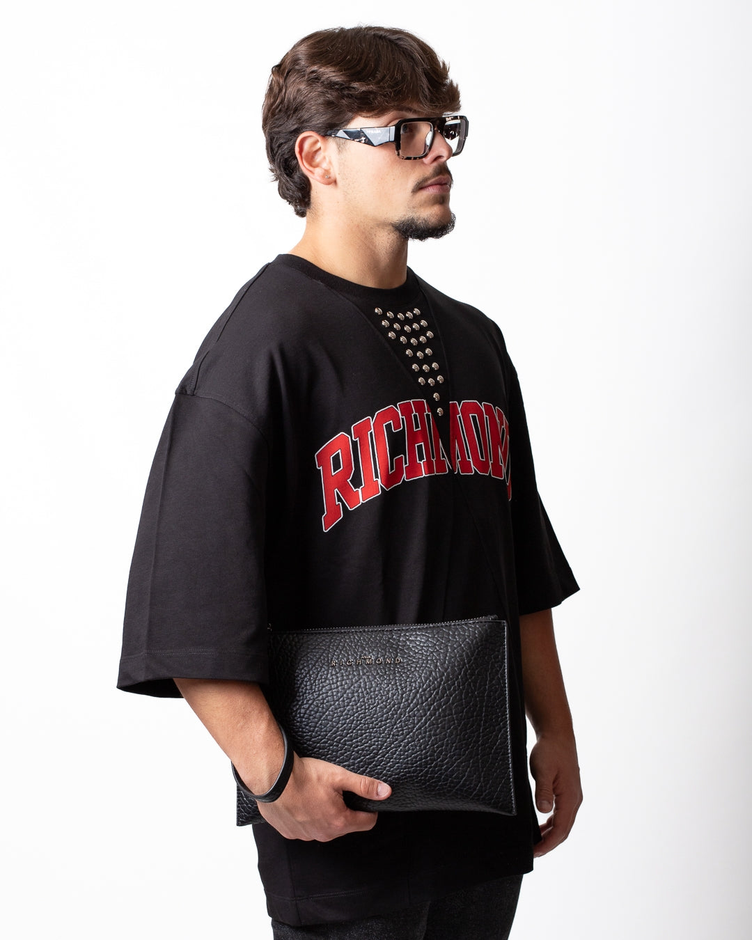 Pochette John Richmond in ecopelle con manico removibile uomo