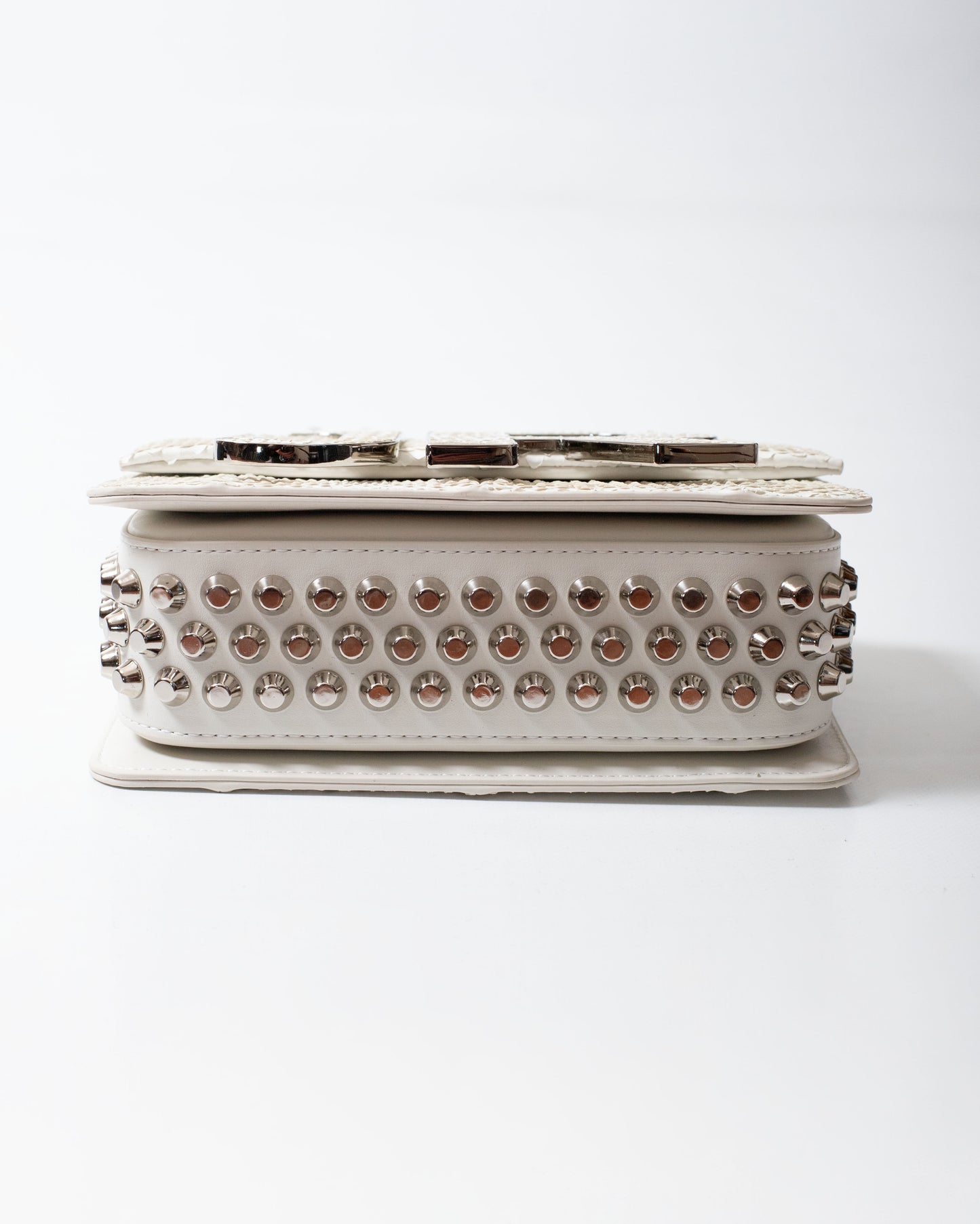 Borsa John Richmond white pitonata con maxi placca donna