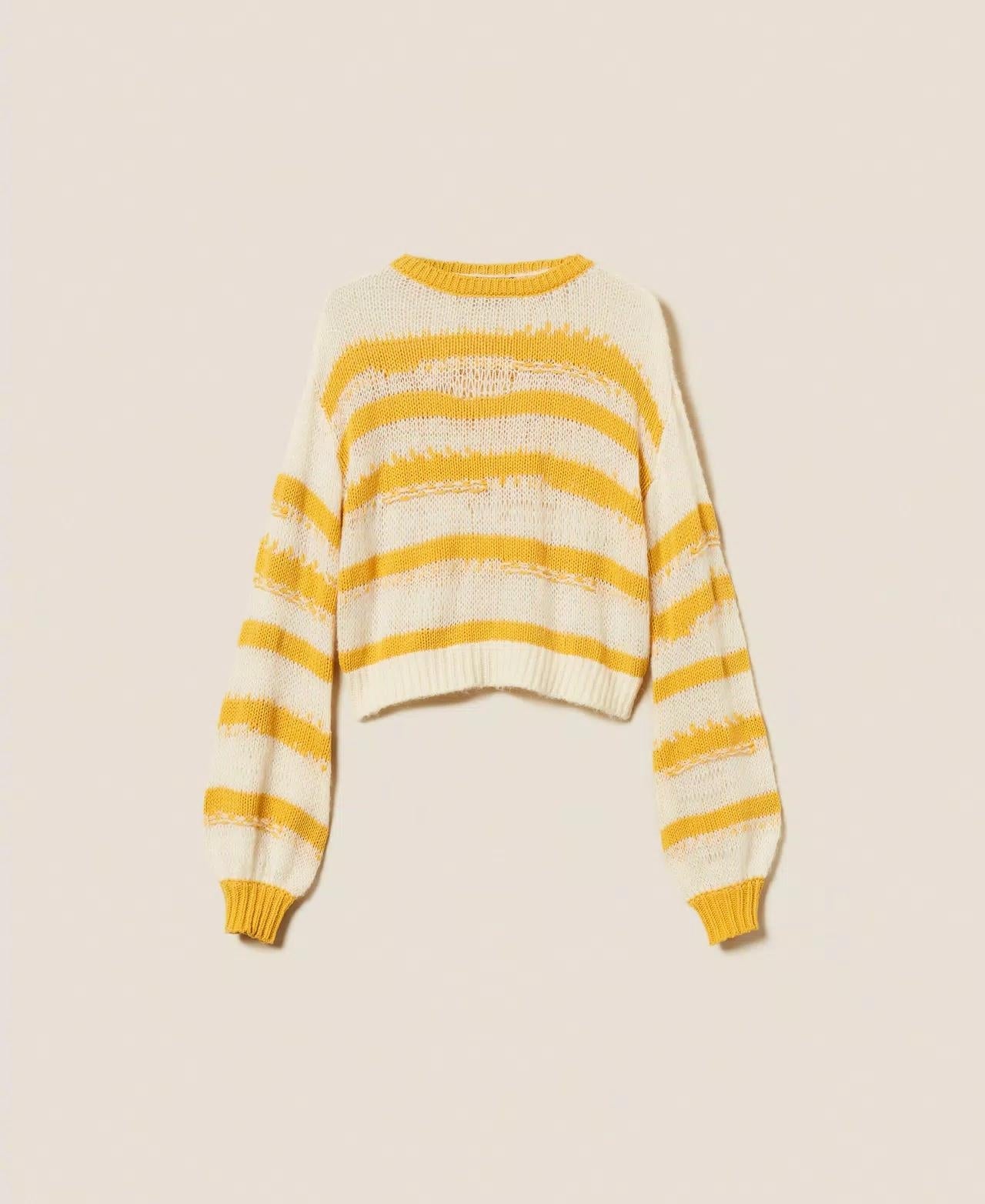 Maglia Twinset Actitude girocollo traforato a strisce donna