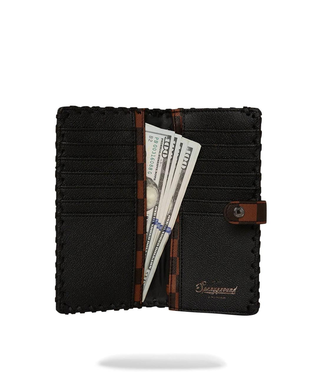 Portafoglio Sprayground nero dose of check deux single-fold wallet
