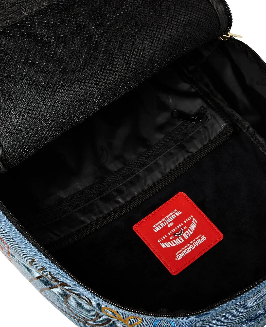 Zaino Sprayground denim Metallic printed denim shark dlxsv backpack