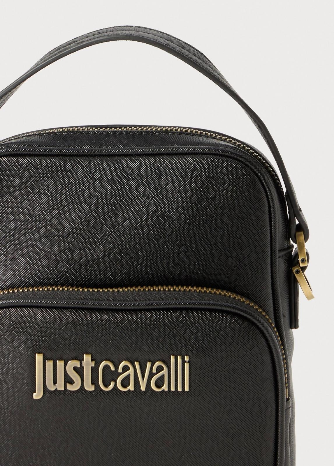 Tracolla Just Cavalli "Metal Lettering" in pelle saffiano uomo