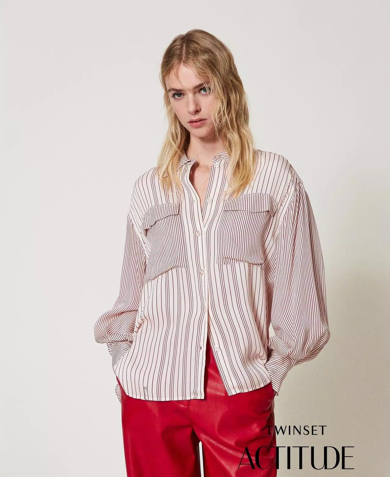 Camicia Twinset Actitude a righe con logo
