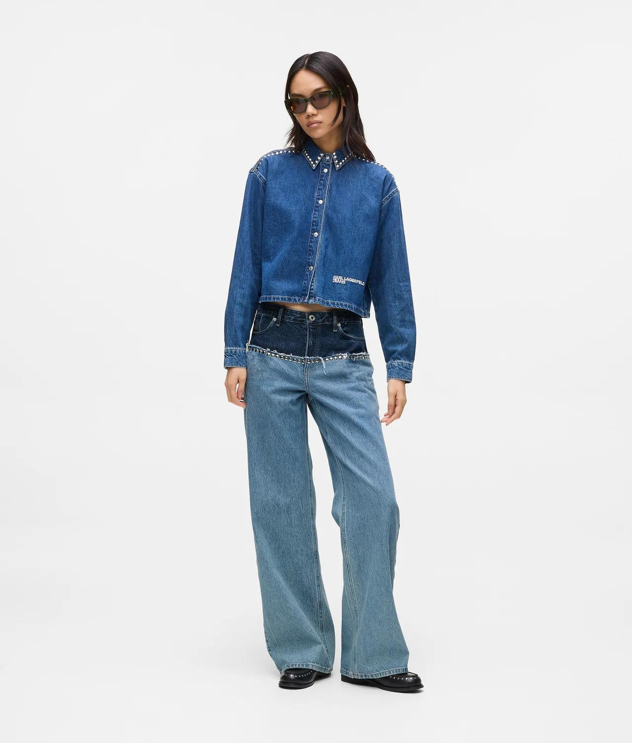 Jeans Karl Lagerfeld mid rise relaxed con borchie donna
