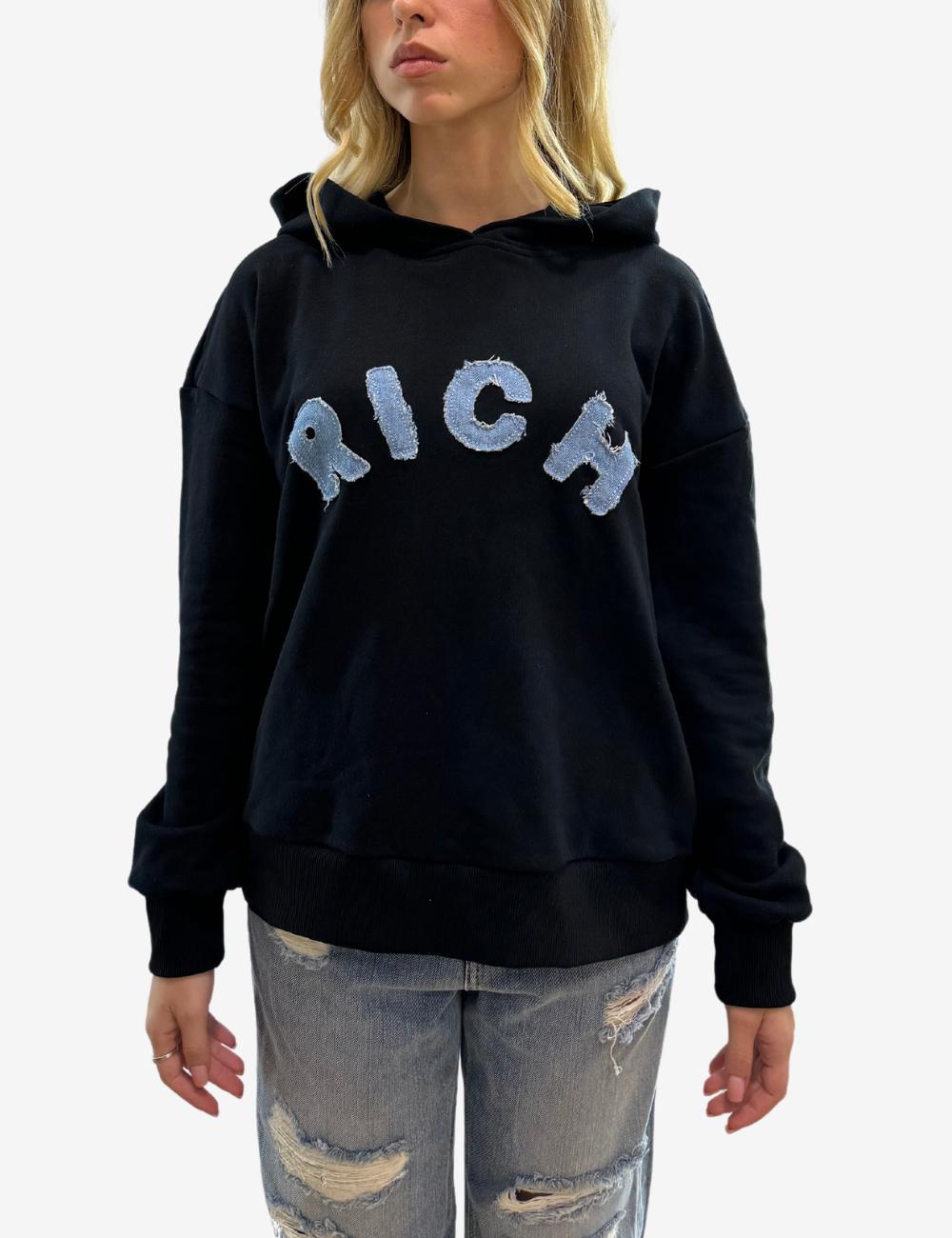Felpa John Richmond con cappuccio e logo in denim donna