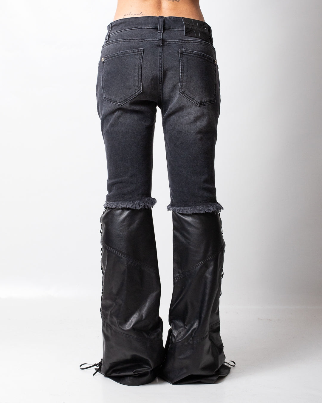 Jeans John Richmond a zampa con dettagli in pelle donna