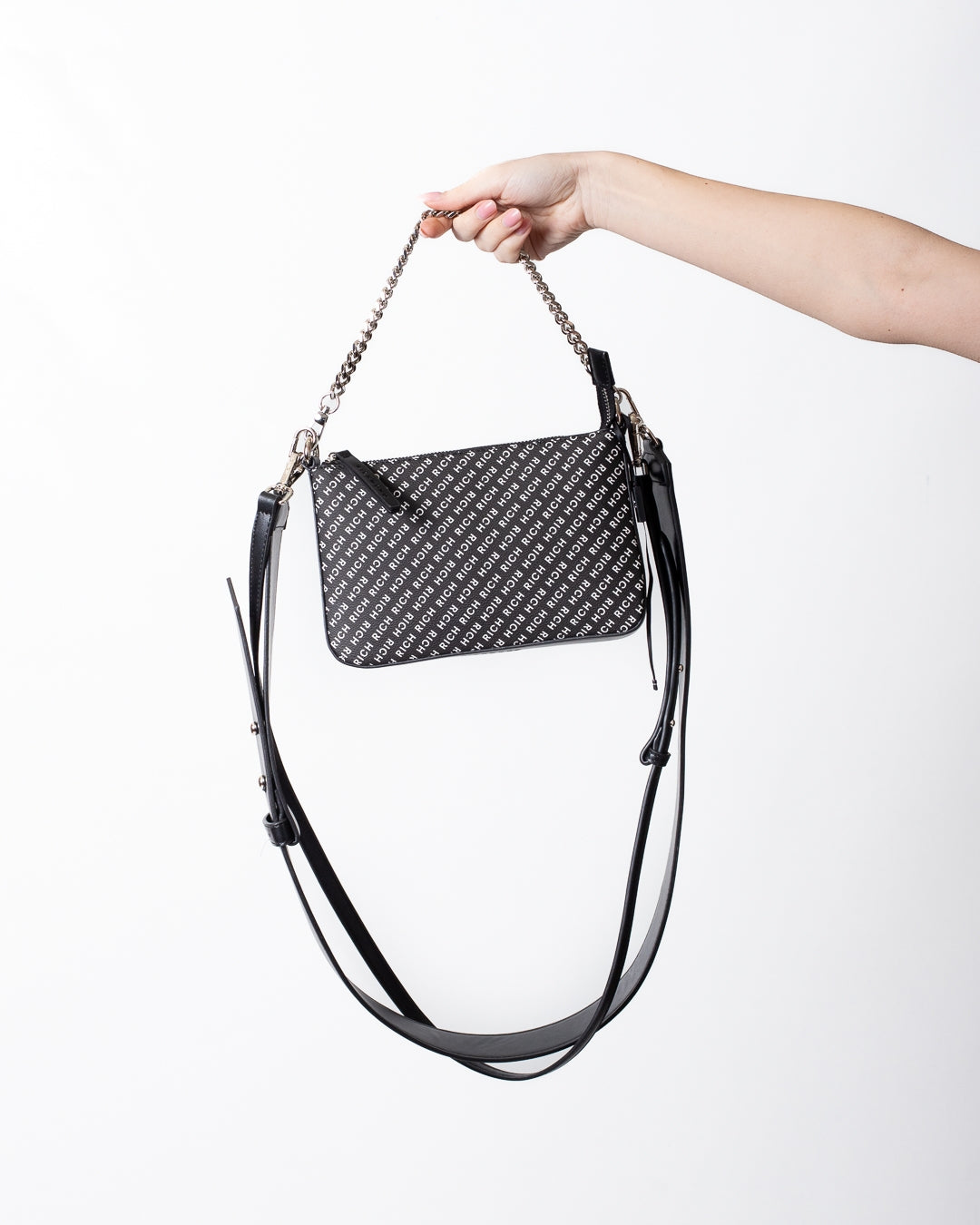 Borsa Richmond con doppia tracolla e logo all-over donna
