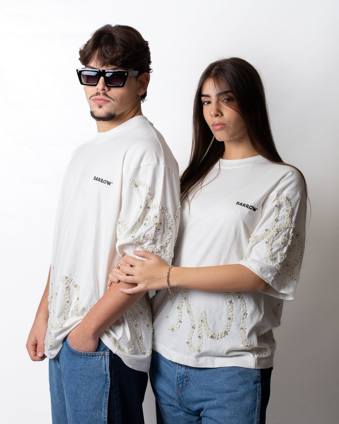 T-Shirt Barrow con perline e strass