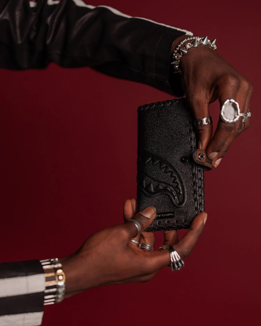 Portafoglio Sprayground nero dose of check deux single-fold wallet