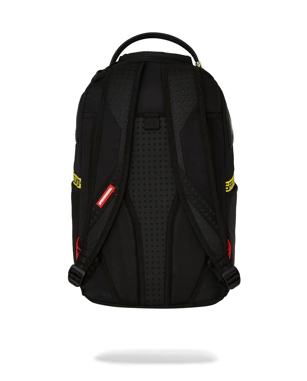 Zaino Sprayground nero Shark central yellow tape dlx satin backpack