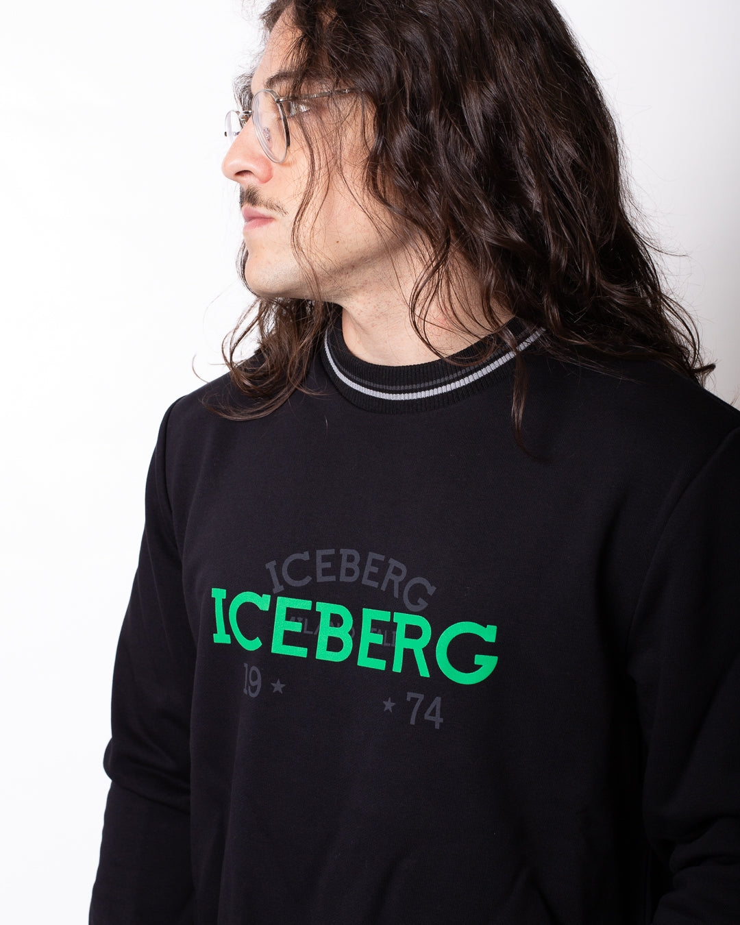 Felpa Iceberg girocollo stampata uomo