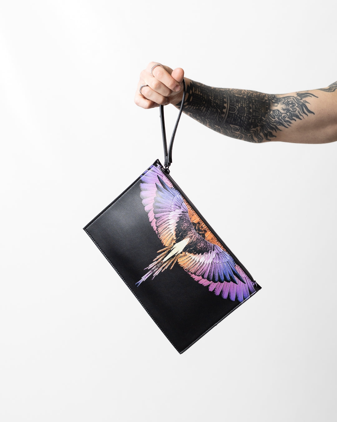 Pochette Marcelo Burlon in ecopelle "Icon Wings Orange" logato