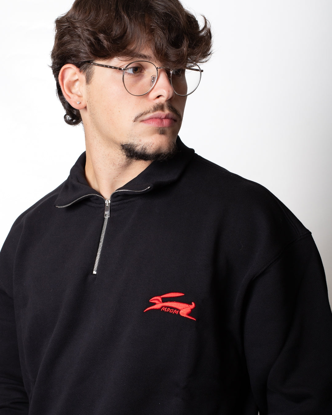 Felpa MSGM a mezza zip con logo ricamato