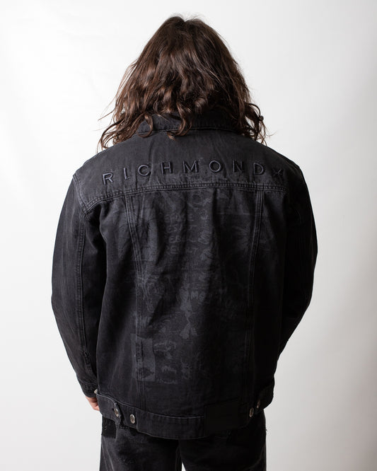Giubbotto Richmond X in jeans con stampa uomo