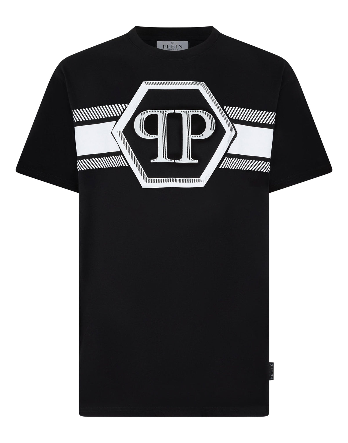 T-Shirt Philipp Plein Hexagon line con logo stampato uomo