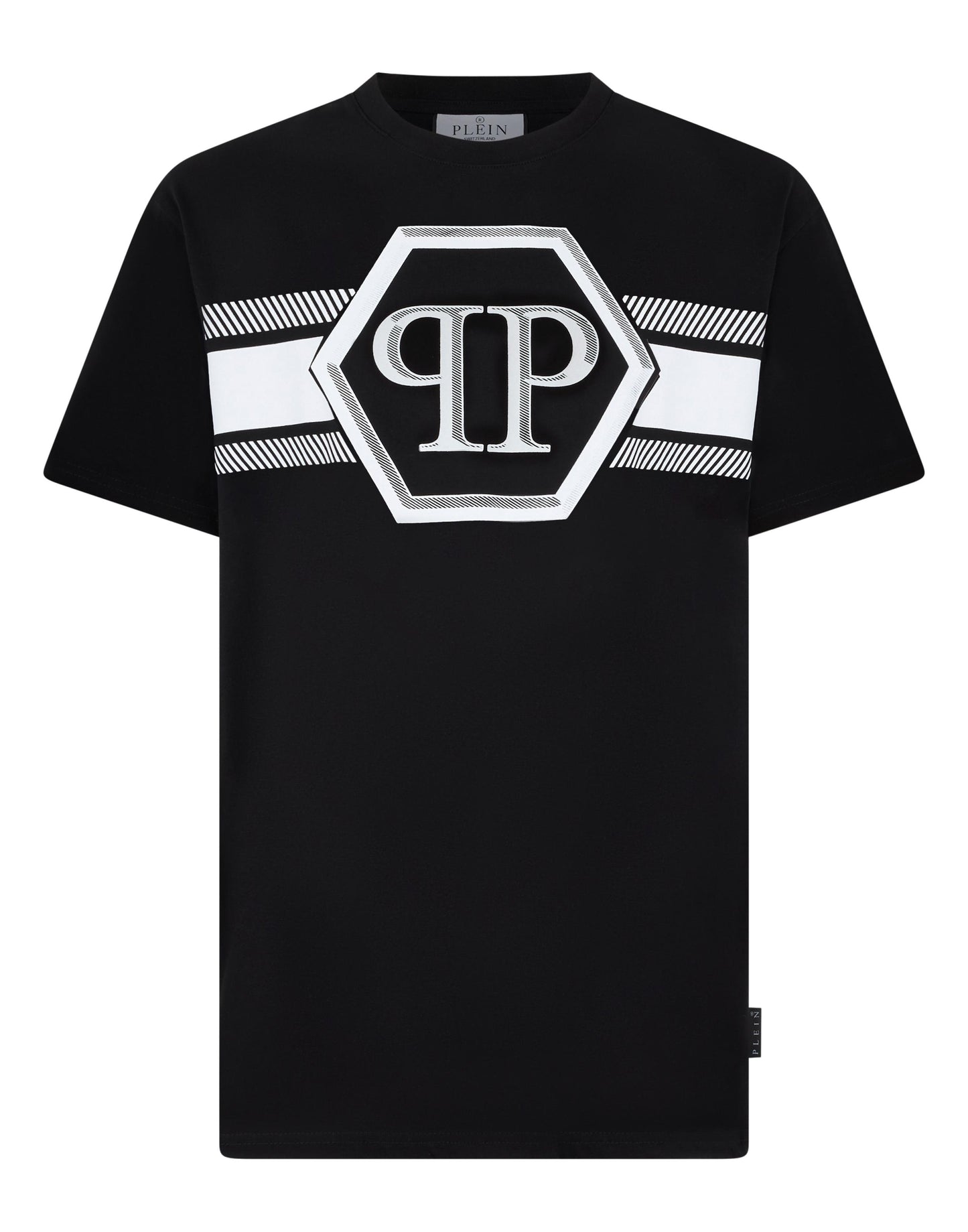 T-Shirt Philipp Plein Hexagon line con logo stampato uomo
