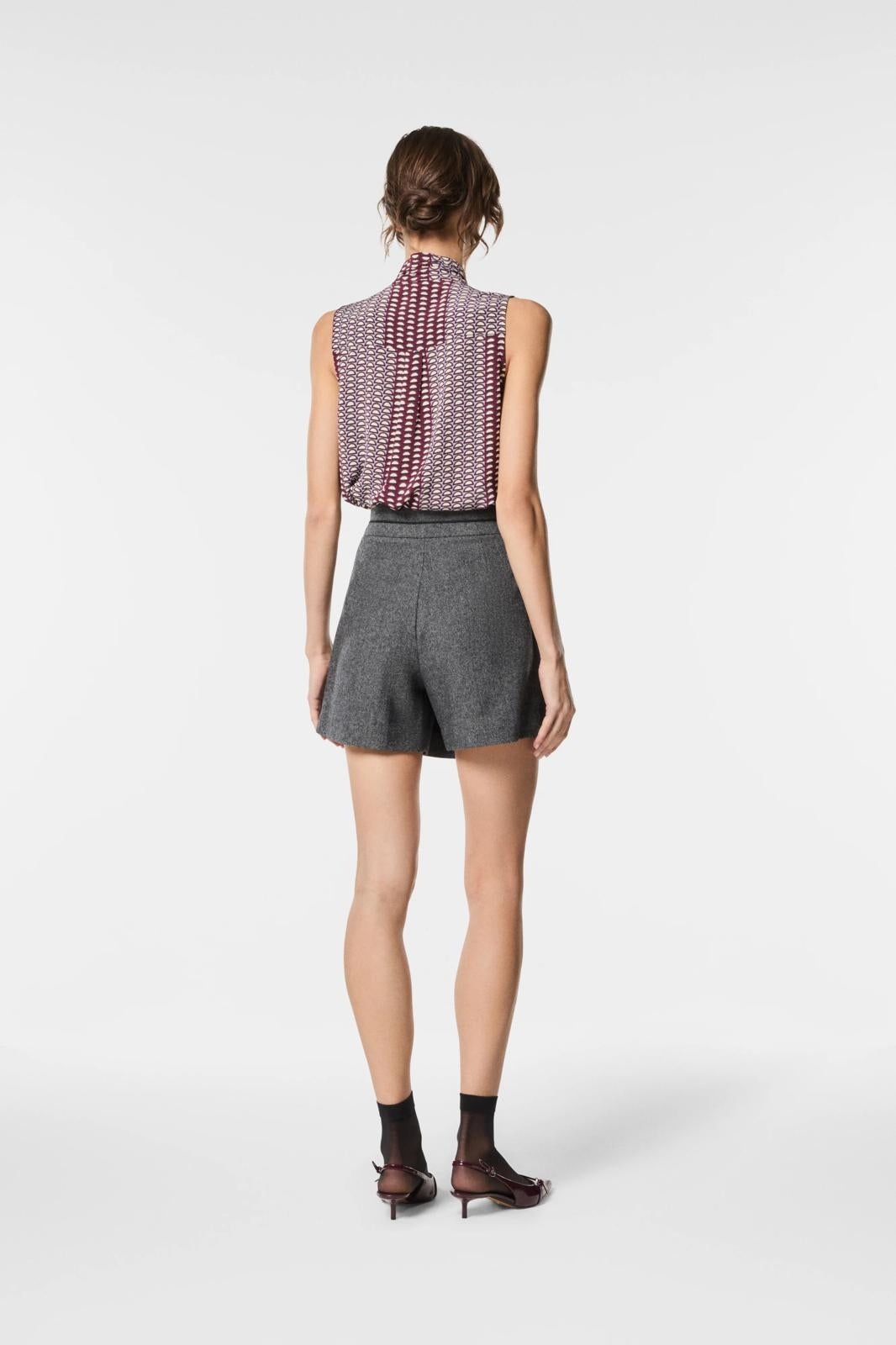 Shorts Nenette ricamato in misto lana donna