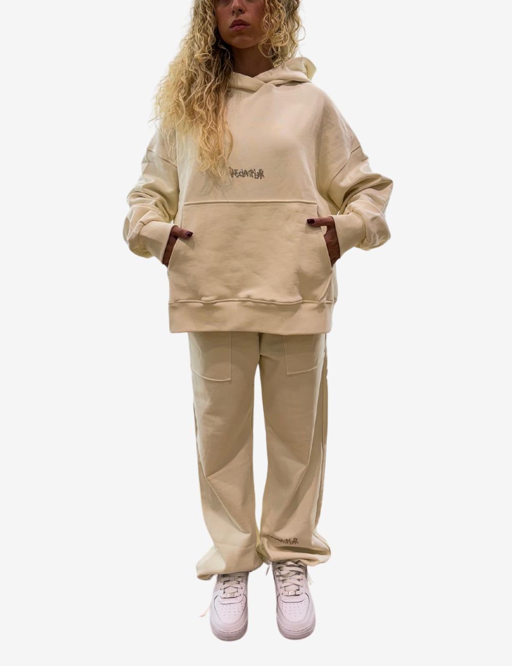 Felpa Disclaimer con cappuccio e logo in strass donna