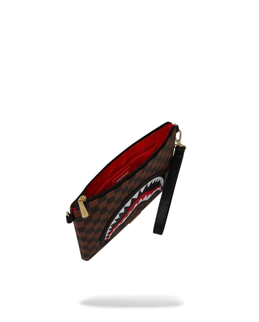 Pochette Sprayground marrone Sawtooth sharks in paris crossover clutch con tracolla