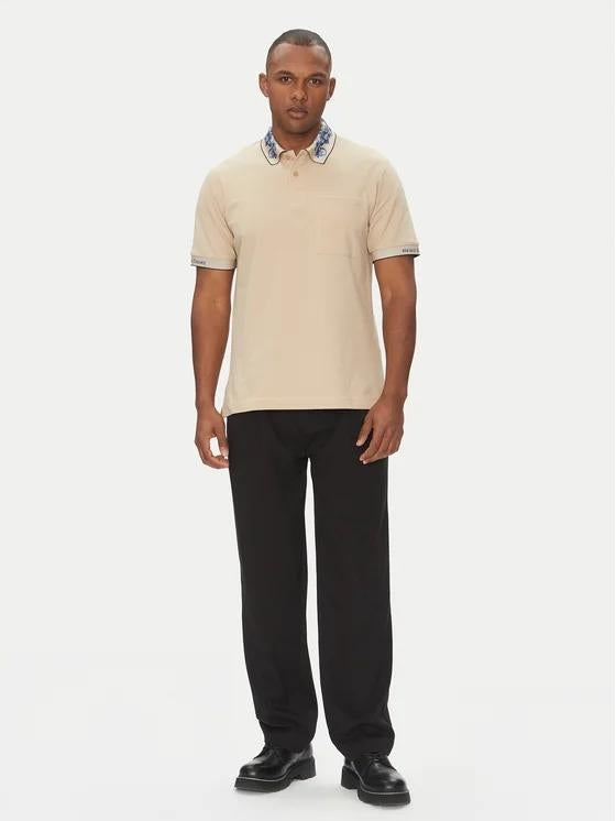 Polo Versace Jeans Couture in pique con logo e colletto fantasia uomo