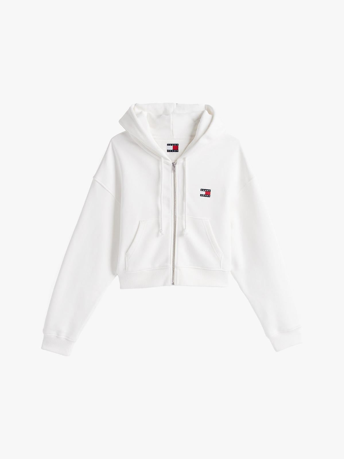 Felpa Tommy Jeans cropped fullzip con cappuccio donna