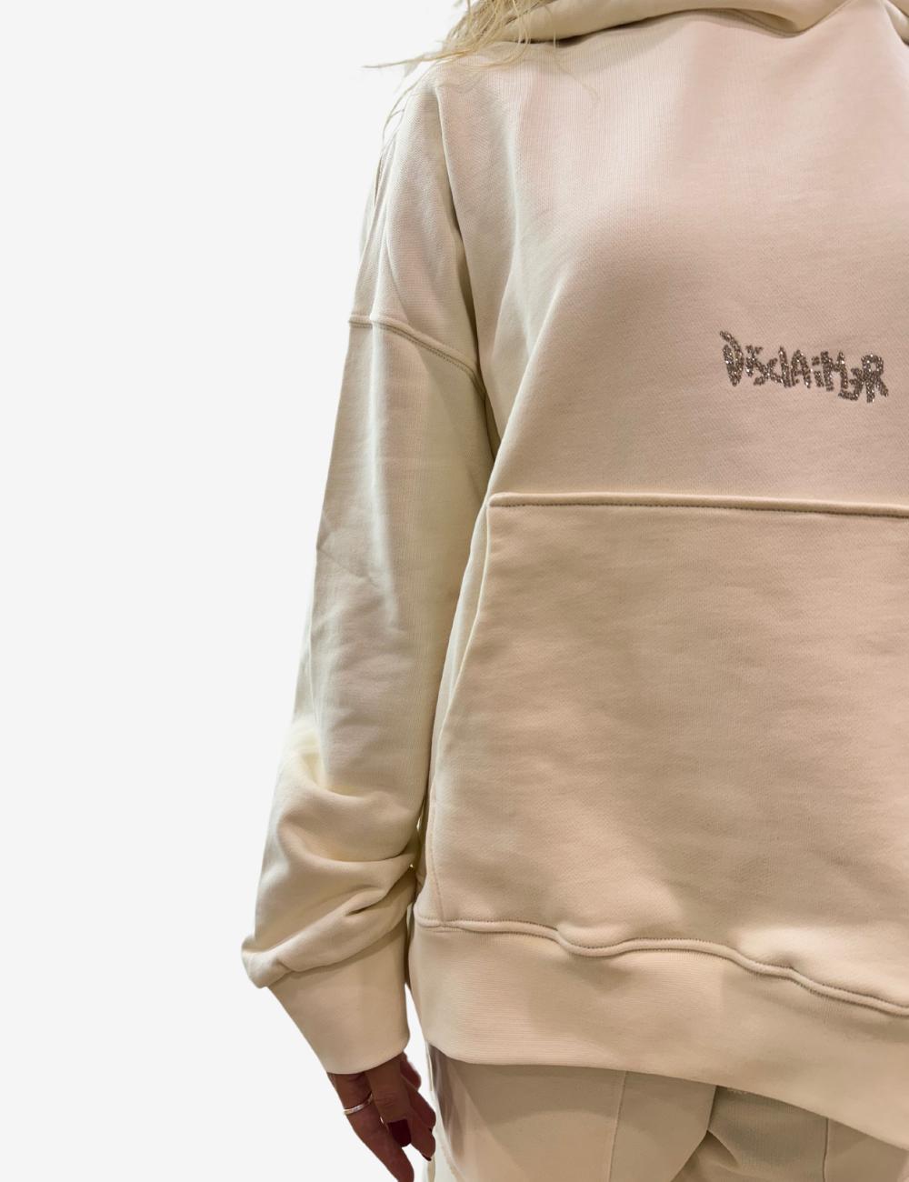 Felpa Disclaimer con cappuccio e logo in strass donna