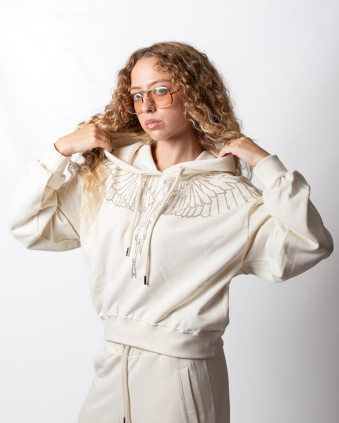 Felpa Marcelo Burlon con cappuccio e strass donna