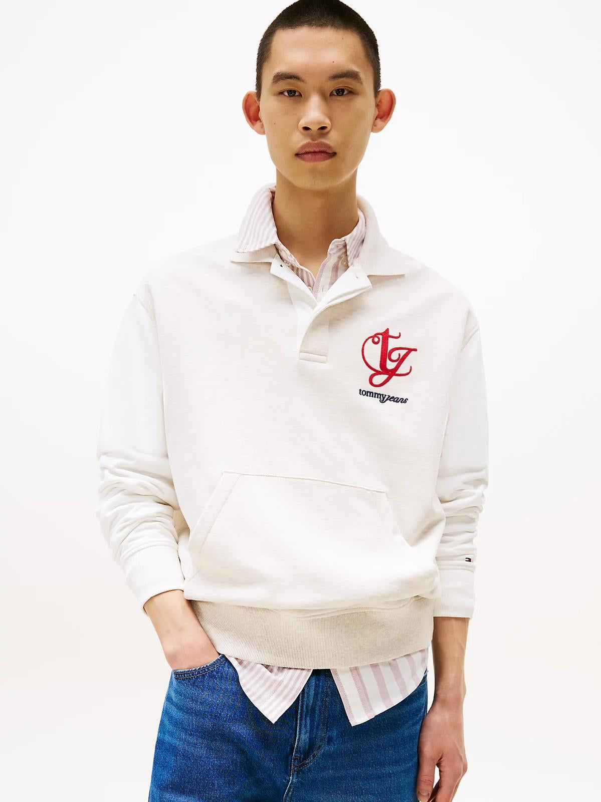Felpa Tommy Jeans con colletto "Red Monogram" uomo