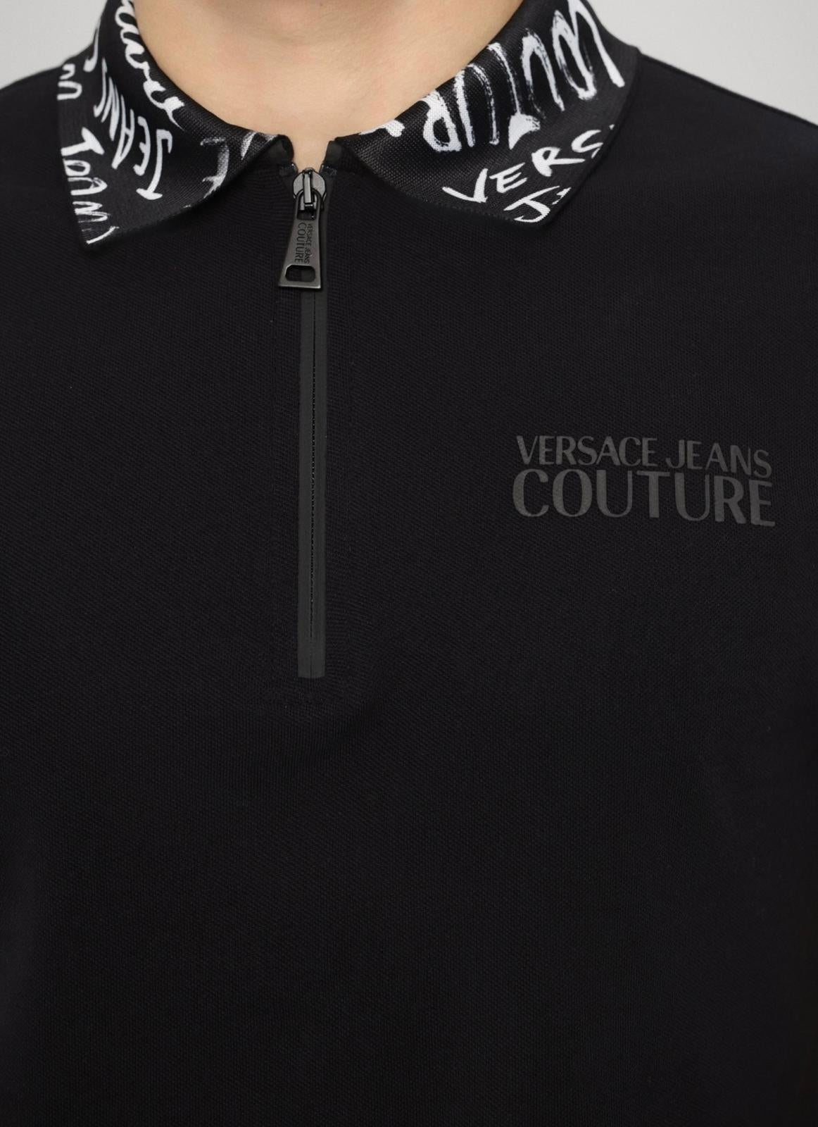 Polo Versace Jeans Couture con colletto logato e zip uomo