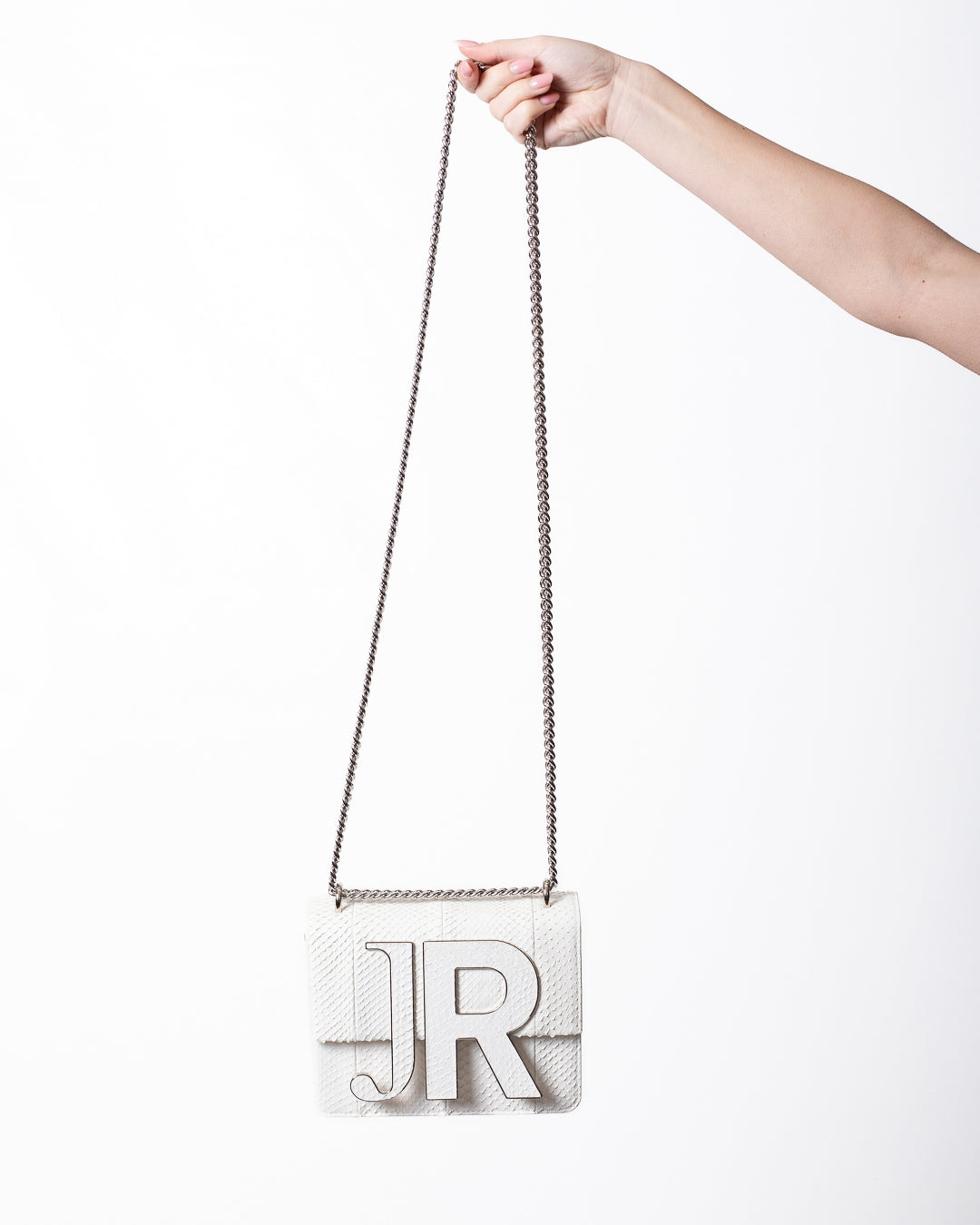 Borsa John Richmond white pitonata con maxi placca donna