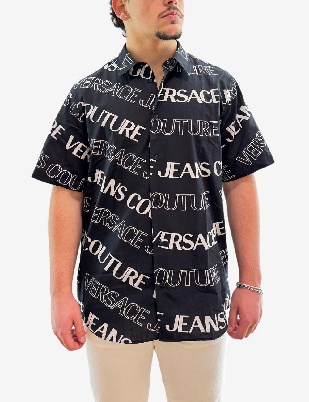 Camicia Versace Jeans Couture con logo all-over uomo