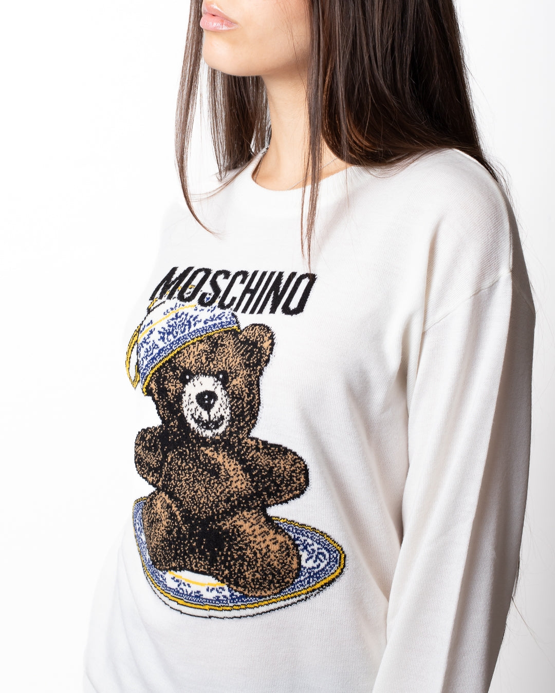 Maglia Moschino in lana con ricamo Teddy Bear