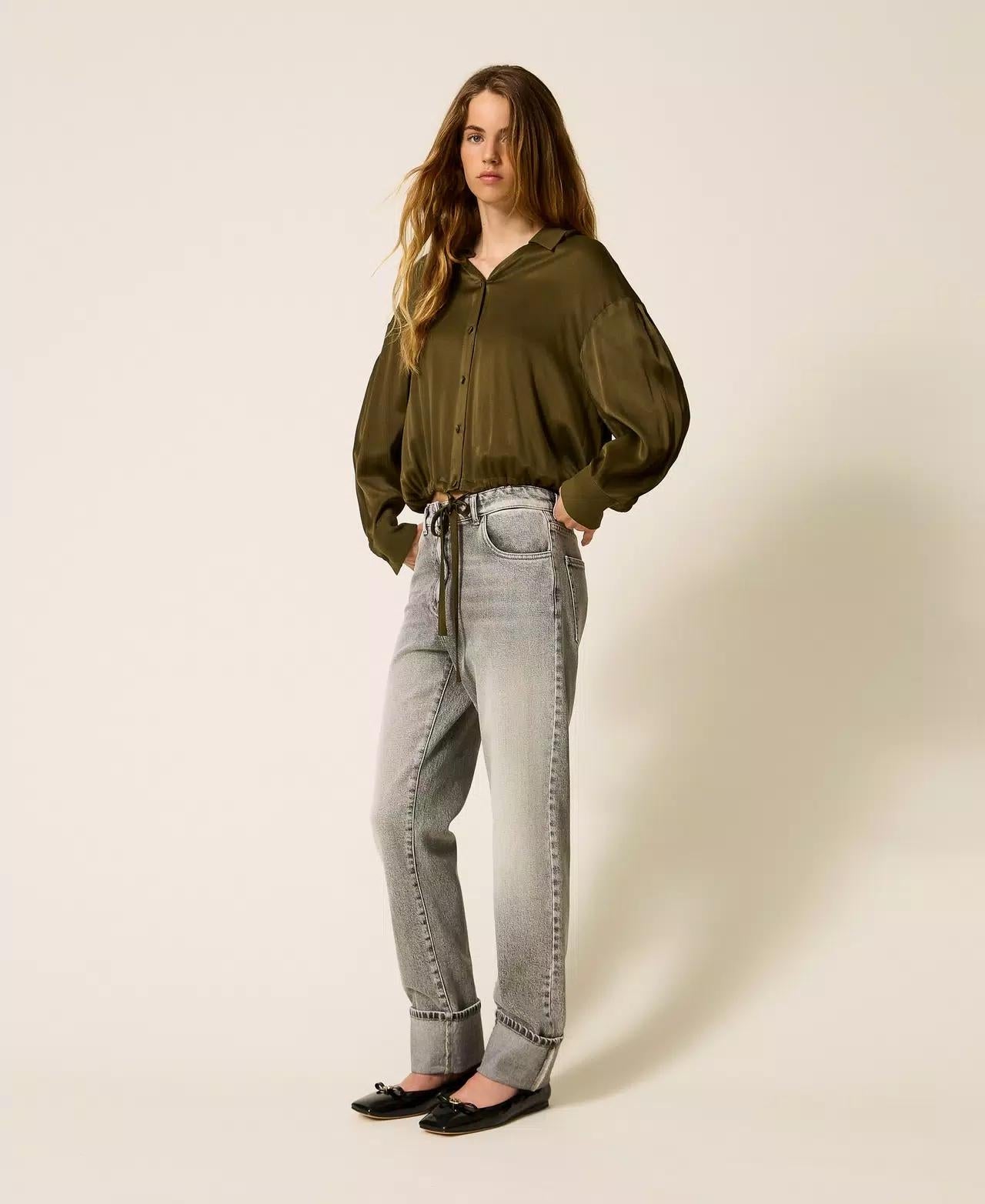 Jeans Twinset Actitude straight con risvolti donna