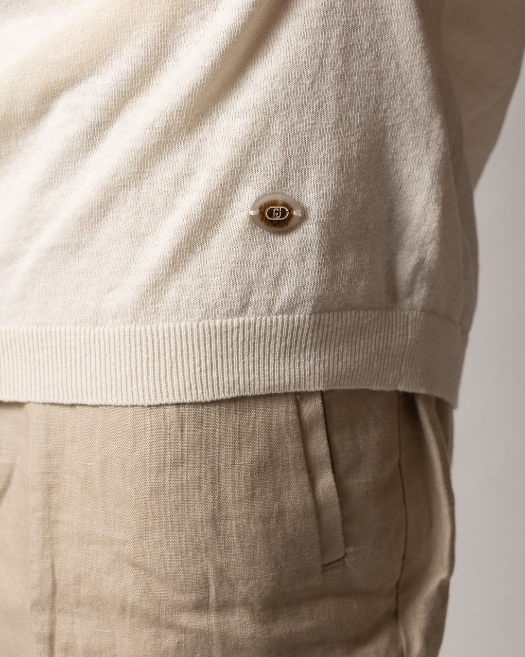T-Shirt Liu Jo in misto lino con bottoni uomo